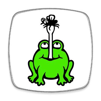 La grenouille attrape la mouche langue moustique manger le crapaud de la faim - Magnet carré - blanc - Devant