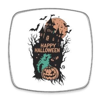 Halloween Manoir Sombre et Citrouille - Magnet carré - blanc - Devant