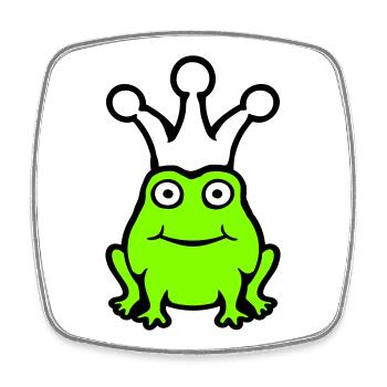 Grenouille Roi Couronne Drôle Mignon Bande Dessinée Grenouille Prince - Magnet carré - blanc - Devant