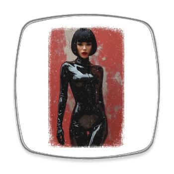 T-shirt Noir Femme distressed edition - Square fridge magnet - white - Front