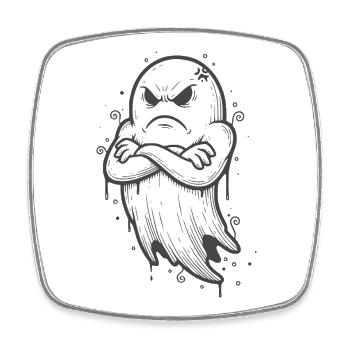 Halloween Ghost with Crossed Arms - Square fridge magnet - white - Front