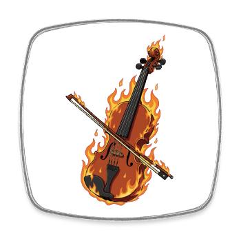 Burning violin - Square fridge magnet - white - Front