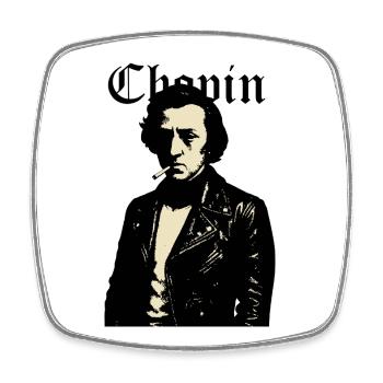 Chopin Noir Rebell Lederporträt - Viereckiger Kühlschrankmagnet - Weiß - Vorne