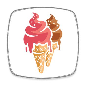 Zwei Eiscremes Cartoon Design - Viereckiger Kühlschrankmagnet - Weiß - Vorne