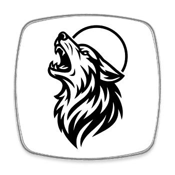 loup hurlant - Magnet carré - blanc - Devant