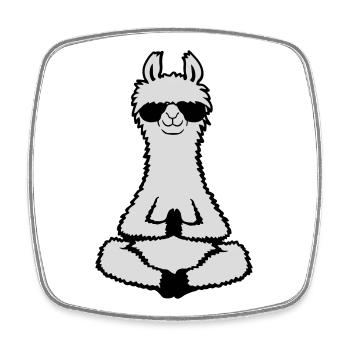 Lama Cool Zen Meditation Sonnenbrille Entspannt - Viereckiger Kühlschrankmagnet - Weiß - Vorne