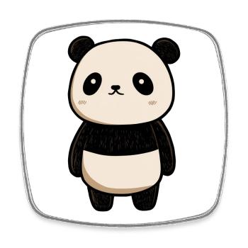 panda drawing, cute panda, baby panda - Square fridge magnet - white - Front