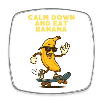 Groove de skateboard banane - Magnet carré - blanc - Devant