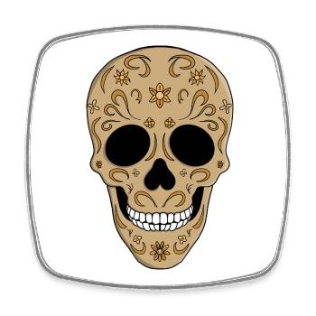 Blumenschädel aus Zucker Dia de los Muertos - Viereckiger Kühlschrankmagnet - Weiß - Vorne