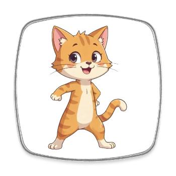 Chat Enfants - Magnet carré - blanc - Devant