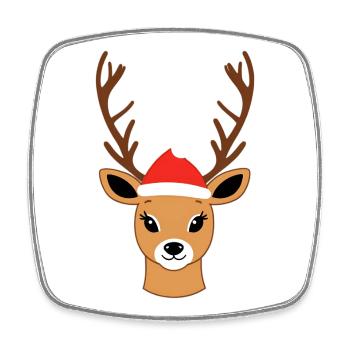 Reindeer with Santa hat - Square fridge magnet - white - Front