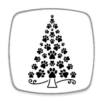 Weihnachtsbaum Pfote Hund Katze Pfoten Christbaum - Viereckiger Kühlschrankmagnet - Weiß - Vorne