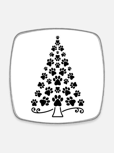 Weihnachtsbaum Pfote Hund Katze Pfoten Christbaum - Viereckiger Kühlschrankmagnet - Weiß
