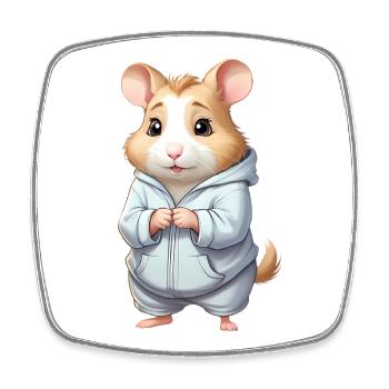 Cuddly Hero Hamster Pullover Hoodie - Square fridge magnet - white - Front