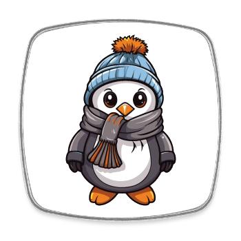 Penguin Comic Cute Winter - Square fridge magnet - white - Front