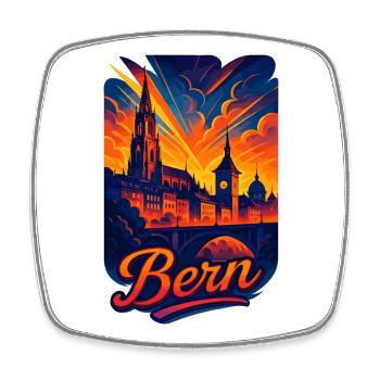 Bern Stadt Schweiz Silhouette künstlerisch Geschen - Viereckiger Kühlschrankmagnet - Weiß - Vorne