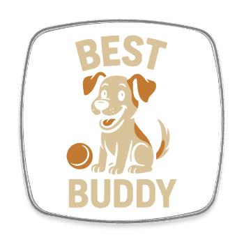 Best Buddy Dog Lover Design - Viereckiger Kühlschrankmagnet - Weiß - Vorne