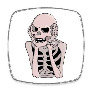 Anxious Skeleton Sketch - Square fridge magnet - white - Front