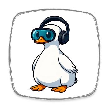 Cute Duck Gamer Gamer Cartoon Virtual Reality - Square fridge magnet - white - Front