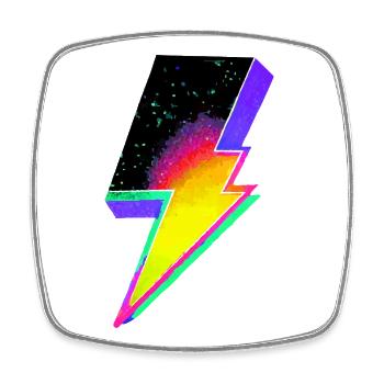 Neon-Regenbogen-Blitz-Emblem - Viereckiger Kühlschrankmagnet - Weiß - Vorne