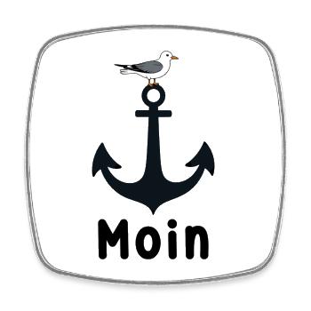 Anker Möwe Moin - Viereckiger Kühlschrankmagnet - Weiß - Vorne