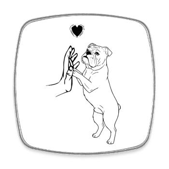 Bouledogue anglais Amoureux des chiens Bouledogue français - Magnet carré - blanc - Devant