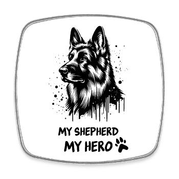 My Shepherd, My Hero – German Shepherd Dog Design - Square fridge magnet - white - Front