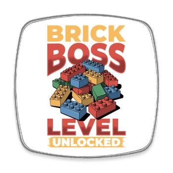 Building Blocks Kids Brick Builder - Square fridge magnet - white - Front