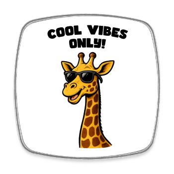 Girafe avec lunettes de soleil dessin animé - Magnet carré - blanc - Devant