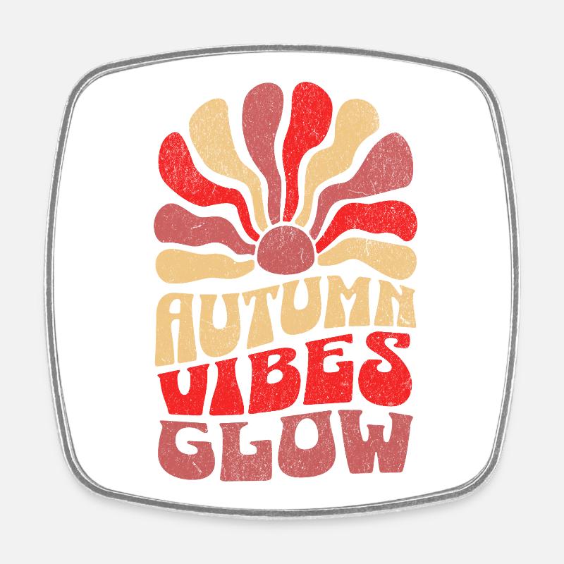 Autumn Vibes Glow - Square fridge magnet - white