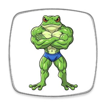 Cooler Frosch Fitness Bodybuilding Cartoon Stark - Viereckiger Kühlschrankmagnet - Weiß - Vorne