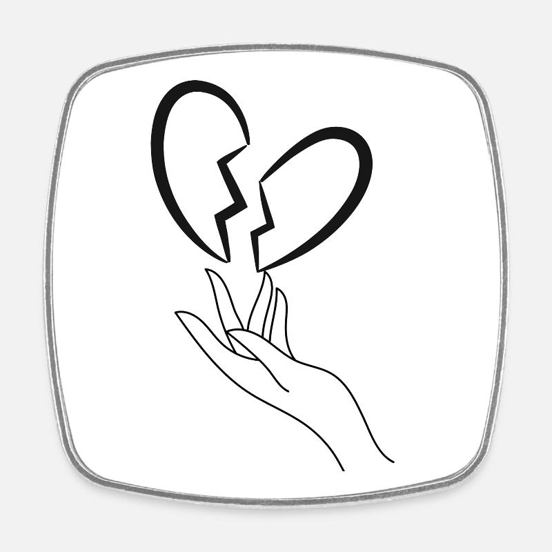 Broken heart - Square fridge magnet - white