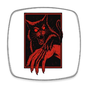 Crimson Fang Cat Assault - Viereckiger Kühlschrankmagnet - Weiß - Vorne