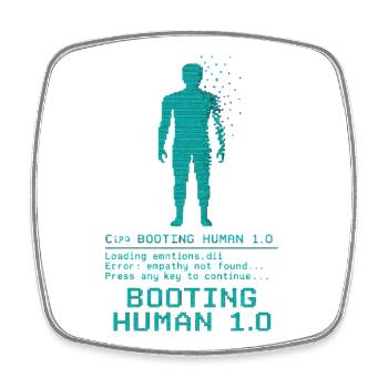 Booting Human 1.0 Empathy Error - Viereckiger Kühlschrankmagnet - Weiß - Vorne