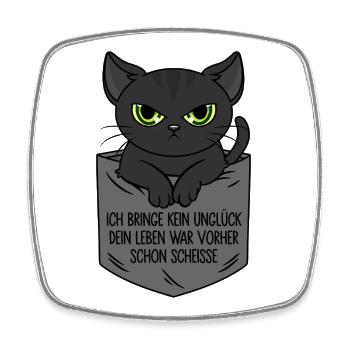 Je n’apporte pas de malchance Sac de poitrine de chat noir - Magnet carré - blanc - Devant