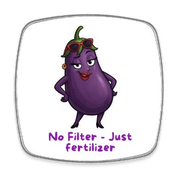 Aubergine Diva Lunettes de Soleil Motif Caricature - Magnet carré - blanc - Devant