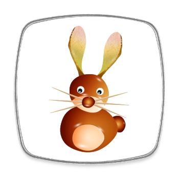 Lapin châtaignier mignon – Artisanat amusant et enfant - Magnet carré - blanc - Devant