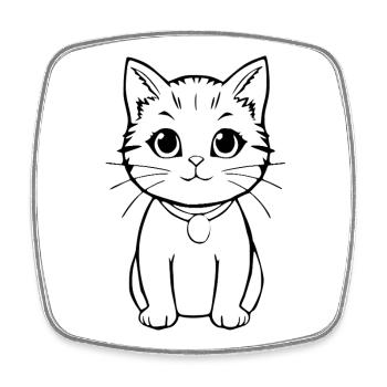 Chat Chaton Chat Chemise Chat T-shirt Cadeau - Magnet carré - blanc - Devant