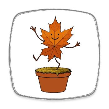 Feuille de bande dessinée Feuille Dansant Woodland Automne Pot Sourire - Magnet carré - blanc - Devant