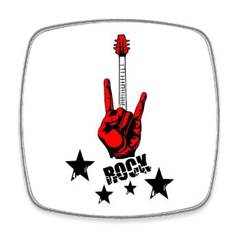 Rock Hand- und Gitarrenhals - Viereckiger Kühlschrankmagnet - Weiß - Vorne