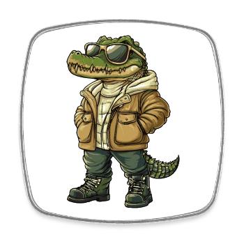 Alligator Cool Winter - Viereckiger Kühlschrankmagnet - Weiß - Vorne