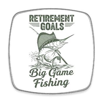 Retirement Goals Big Fish Fishing - Square fridge magnet - white - Front