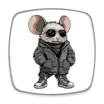Maus Cool Winter - Viereckiger Kühlschrankmagnet - Weiß - Vorne