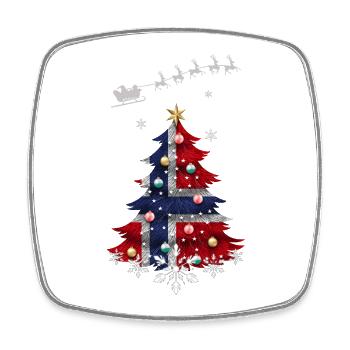 Sapin de Noël avec drapeau norvégien - Magnet carré - blanc - Devant