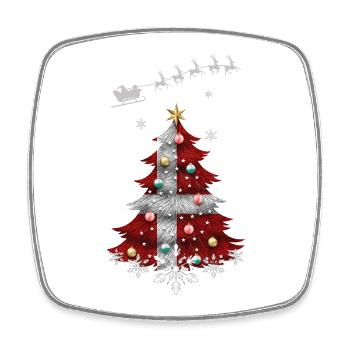 Christmas tree with Denmark flag - Square fridge magnet - white - Front