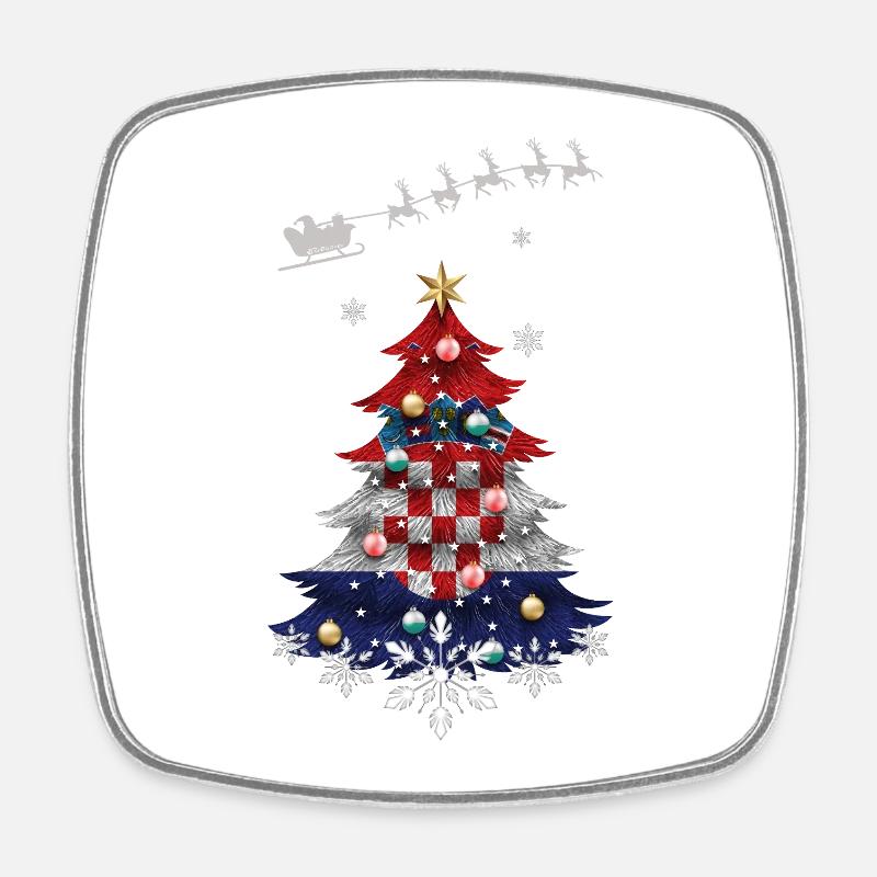 Christmas tree with Croatia flag - Square fridge magnet - white
