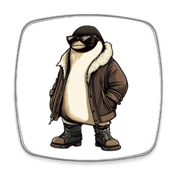 Penguin Cool Winter - Square fridge magnet - white - Front