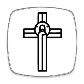 The Logos – The Risen One before the Cross - Square fridge magnet - white - Front