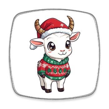 Bergziege Weihnachten - Viereckiger Kühlschrankmagnet - Weiß - Vorne