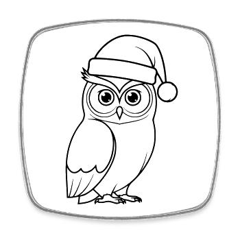 Weihnachts-Eule Cartoon Illustration - Viereckiger Kühlschrankmagnet - Weiß - Vorne